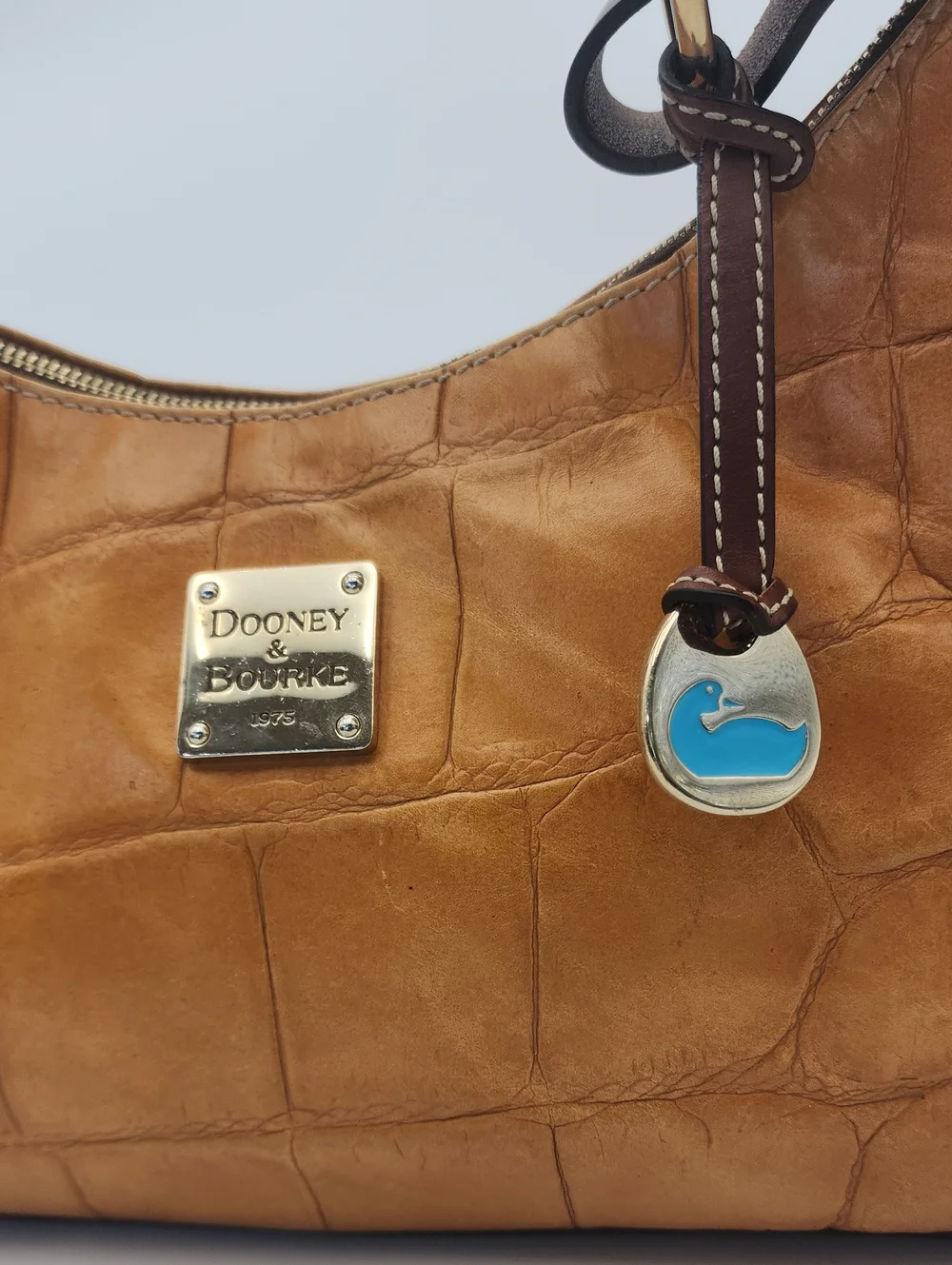 Dooney & Bourke Vintage Nile Hobo Bag Mustard Croc Embossed Leather Shoulder